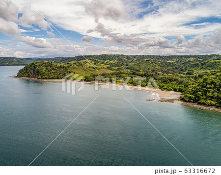 Aerial shot of the tropical beach Playa Arenillas in Costa Rica in peninsula Papagayo coast in guanacaste 63316672
