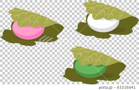 Illustration material Kashiwa mochi Kashiwa mochi Japanese sweet Sweets Dessert Vector 63316841