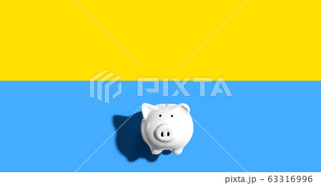 White piggy bank overhead view 63316996
