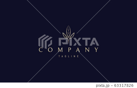 Vector golden logo on which an abstract image of three elegant leaves. 63317826