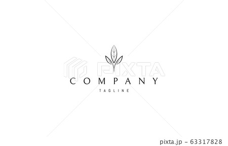 Vector logo on which an abstract image of three elegant leaves. 63317828