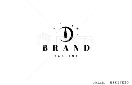 Vector logo on which an abstract image of a sleeping bat on the moon. 63317830