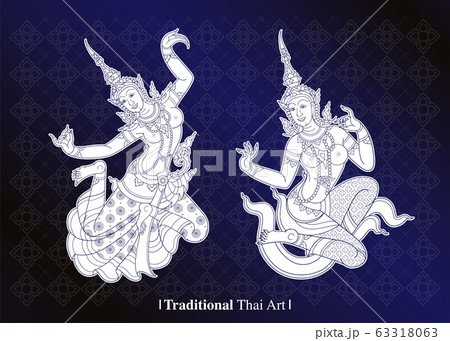 Traditional Thai Art, Vector black background Traditional Thai Art, Vector black background 63318063