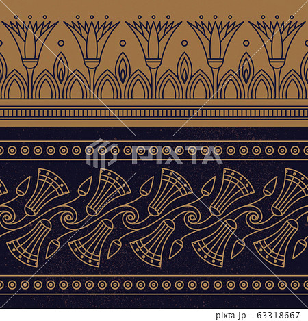 Seamless vector illustration based on the Egyptian national ornament with lotus flower Seamless vector illustration based on the Egyptian national ornament with lotus flower 63318667