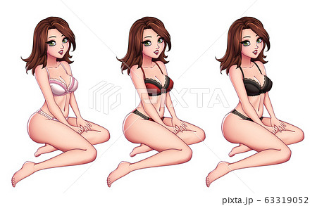 Beautiful Cartoon Babes Nude - Beautiful cartoon girl in lingerie. Brown hair, - Stock Illustration  [63319052] - PIXTA