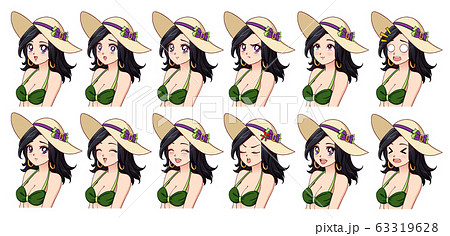 Set of anime expressions. Different eyes, mouth, 63319628