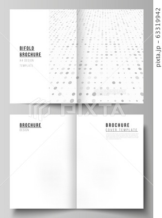 Vector layout of two A4 cover mockups design templates for bifold brochure, flyer, cover design, book design. Abstract halftone effect decoration with dots. Dotted pattern for grunge style decoration. 63319942