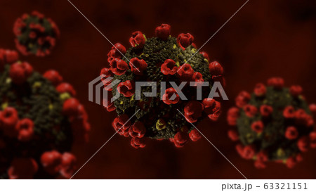 Coronavirus 2019-nCoV Wuhan. SARS-CoV-2 known as 2019-nCoV, COVID-19. Realistic medical illustration 3d render 63321151
