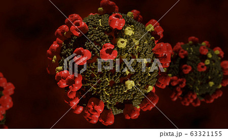 Coronavirus 2019-nCoV Wuhan. SARS-CoV-2 known as 2019-nCoV, COVID-19. Realistic medical illustration 3d render 63321155