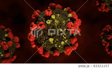 Coronavirus 2019-nCoV Wuhan. SARS-CoV-2 known as 2019-nCoV, COVID-19. Realistic medical illustration 3d render 63321157