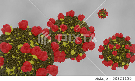 Coronavirus 2019-nCoV Wuhan. SARS-CoV-2 known as 2019-nCoV, COVID-19. Realistic medical illustration 3d render 63321159