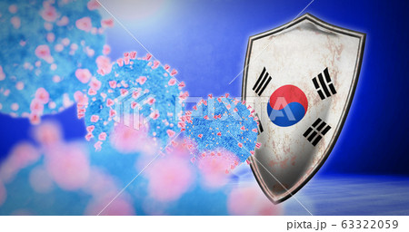 fight of the South Korea with coronavirus - 3D render fight of the South Korea with coronavirus - 3D render 63322059