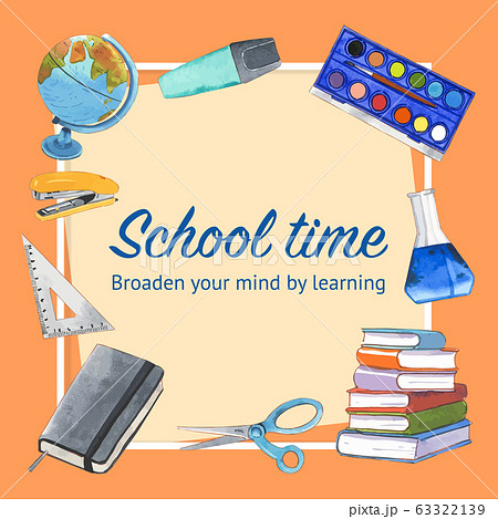 School wreath design with scissors, stapler School wreath design with scissors, stapler 63322139