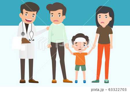 Cute family visiting the doctor. Father Mother and 63322703