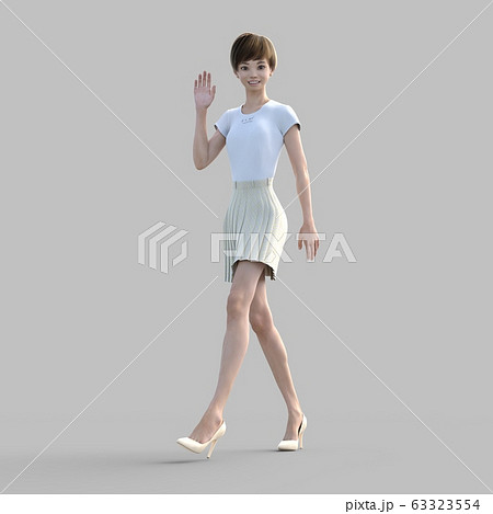 ポーズするカジュアルファッションの女性 perming3DCGイラスト素材 ポーズするカジュアルファッションの女性 perming3DCGイラスト素材 63323554