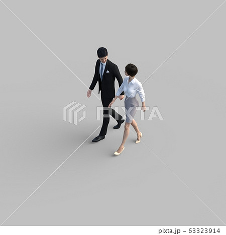 ビジネス 一緒に歩く男と女 アイソメトリック Perming3dcgイラスト素材のイラスト素材