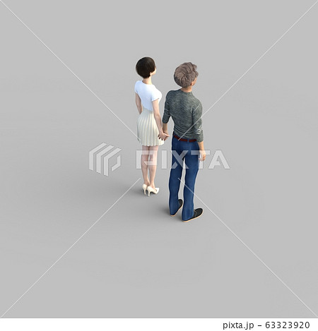 手を繋ぐ男と女 アイソメトリック Perming3dcgイラスト素材のイラスト素材