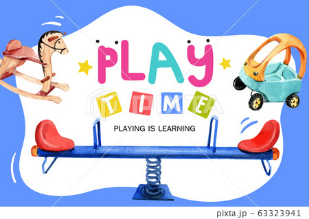 Playground frame design with seesaw, rocking horse 63323941