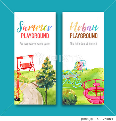 Playground flyer design with swing, jungle gym 63324004