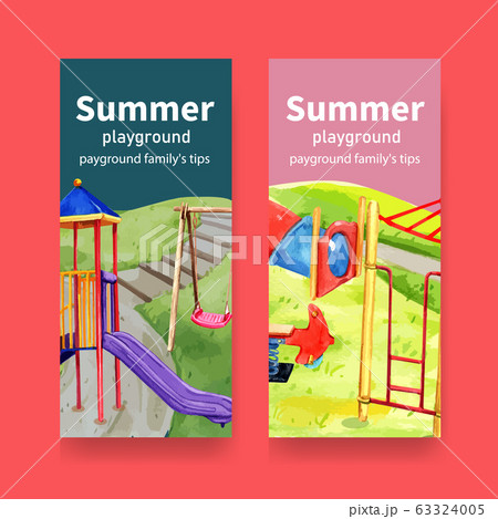 Playground flyer design with  swing, slide, jungle 63324005
