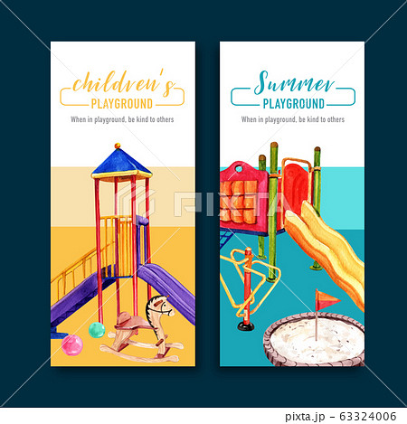 Playground flyer design with flag, ball, sandbox, 63324006