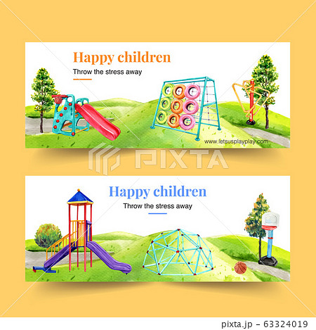Playground banner design with slide, climbing 63324019