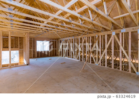 Interior of attic room with under reconstruction Interior of attic room with under reconstruction 63324619