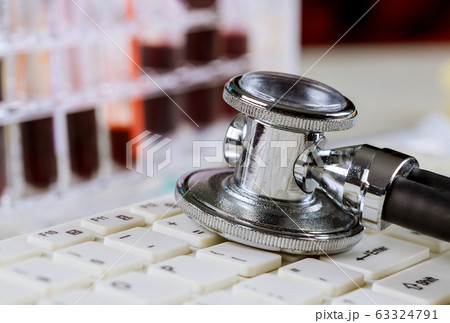 Medical equipment blood test, stethoscope Medical equipment blood test, stethoscope 63324791