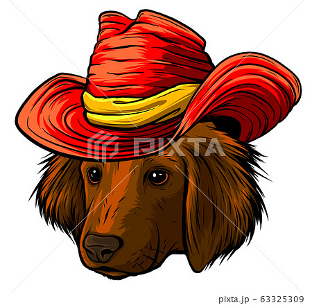 vector serious cartoon hipster dog Labrador Retriever in a gray silk hat vector serious cartoon hipster dog Labrador Retriever in a gray silk hat 63325309