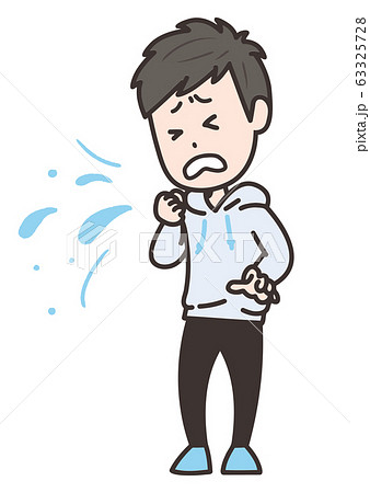 咳をする男性　ポーズ　イラスト 63325728