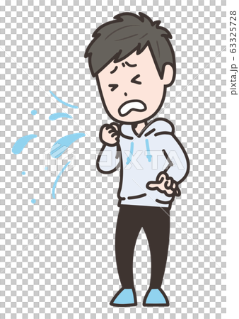 咳をする男性　ポーズ　イラスト 63325728