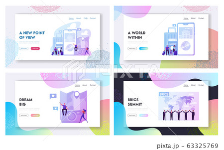 Tourist Mobile App Service, Technologies Landing Page Template Set. Travelers Using Online Application for Smartphone Tourist Mobile App Service, Technologies Landing Page Template Set. Travelers Using Online Application for Smartphone 63325769