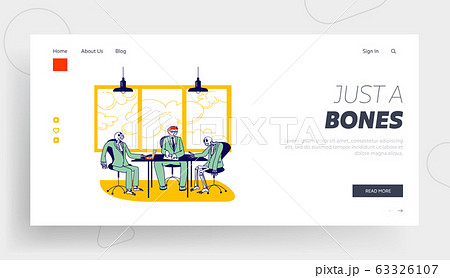 Skeletons Board Meeting and Negotiation Landing Page Template. Business Leader Character and Dead Managers 63326107