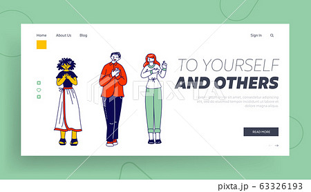 Characters Telling Truth, Swear in Fairness and Probity Landing Page Template. Diverse People Group Stand in Row Characters Telling Truth, Swear in Fairness and Probity Landing Page Template. Diverse People Group Stand in Row 63326193