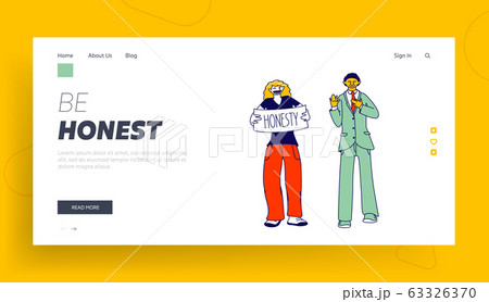 People Swear and Tell Truth Landing Page Template. Man Gesturing Hold Palm on Chest and Woman Performing Banner People Swear and Tell Truth Landing Page Template. Man Gesturing Hold Palm on Chest and Woman Performing Banner 63326370