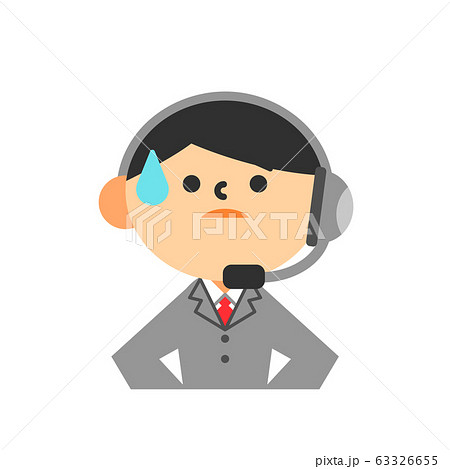 オペレーター コールセンター 男性 困惑 困るのイラスト素材