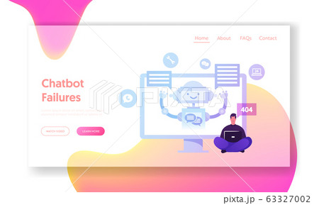 Chatbot, Ai Robot Chatting with Client Landing Page Template. Faq Customer Support, Answering and Online Chat Bot Consultation. Artificial Intelligence Digital Technology. Cartoon Vector Illustration 63327002