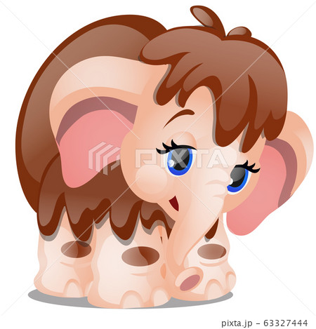 Cute cartoon mammoth isolated on white background. Vector close-up illustration. Cute cartoon mammoth isolated on white background. Vector close-up illustration. 63327444