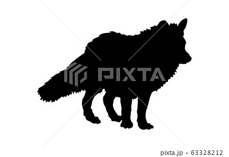 動物シルエット野生キツネ1のイラスト素材