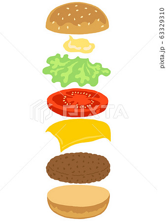 ハンバーガーの構成要素 食材のイラスト素材