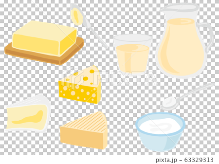 Set of dairy products butter milk cheese yogurt 63329313