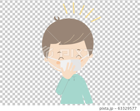 マスクを着けて笑っている男の子 マスクを着けて笑っている男の子 63329577