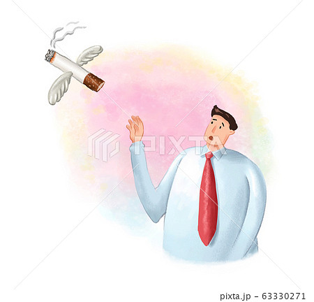 禁煙 タバコ 男のイラスト素材