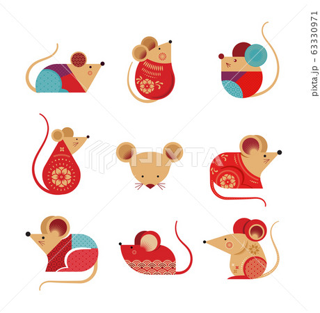 Happy Chinese new year design. 2020 Rat zodiac. Cute mouse cartoon. Vector illustration and banner Happy Chinese new year design. 2020 Rat zodiac. Cute mouse cartoon. Vector illustration and banner 63330971