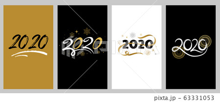 2020 Happy new year lettering with golden elements, banners on a white background. Vector 2020 Happy new year lettering with golden elements, banners on a white background. Vector 63331053
