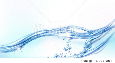 Fresh clean water wave with bubbles and drops 63331861