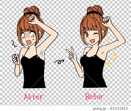 女の子 脱毛 ビフォーアフターのイラスト素材