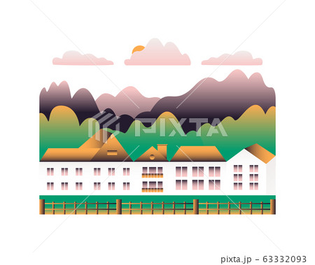 Rural valley Farm countryside isolated on white Rural valley Farm countryside isolated on white 63332093