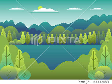 Hills landscape in flat style design. Valley with Hills landscape in flat style design. Valley with 63332094