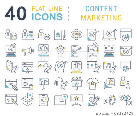 Set Vector Line Icons of Content Marketing 63332429